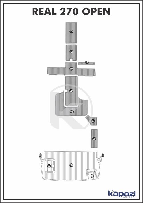 Tapete PVC Thermo Deck Comfort para Real 270 Open - Cockpit