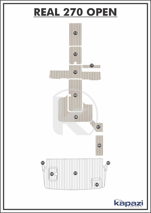 Tapete PVC Thermo Deck Classic para Real 270 Open - Cockpit
