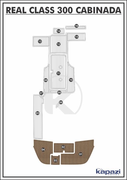 Tapete PVC Thermo Deck Beach para Real Class 300 Cabinada - Plataforma