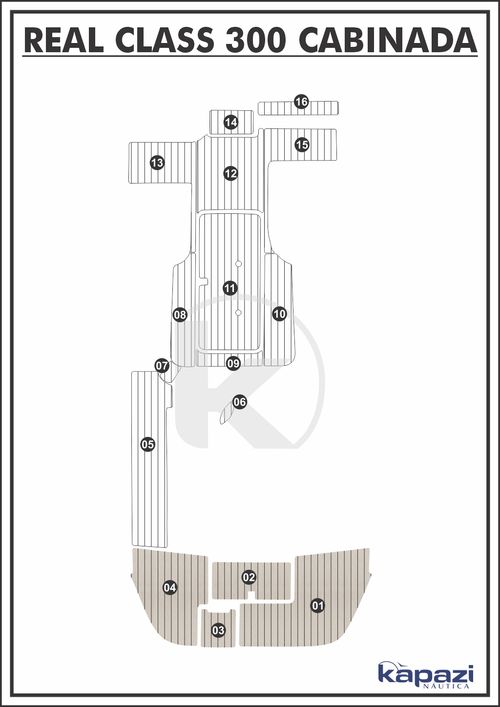 Tapete PVC Thermo Deck Classic para Real Class 300 Cabinada - Plataforma