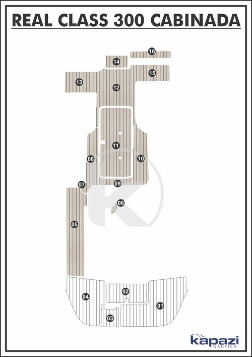 Tapete PVC Thermo Deck Classic para Real Class 300 Cabinada - Cockpit