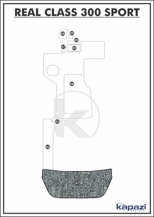 Tapete PVC Náutico Trançado para Real Class 300 Sport - Plataforma