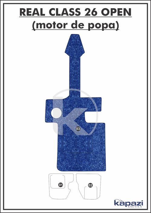Tapete Têxtil Nauti Clean para Real Class 26 Open Motor de Popa - Cockpit