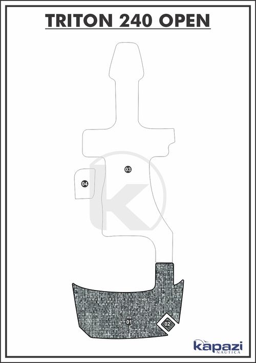 Tapete PVC Náutico Trançado para Triton 240 Open - Plataforma