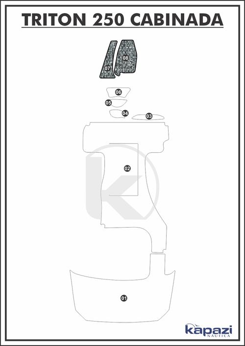 Tapete PVC Náutico Trançado para Triton 250 Cabinada - Cabine