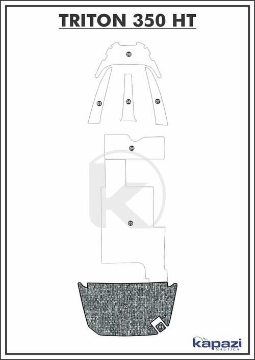 Tapete PVC Náutico Trançado para Triton 350 HT - Plataforma