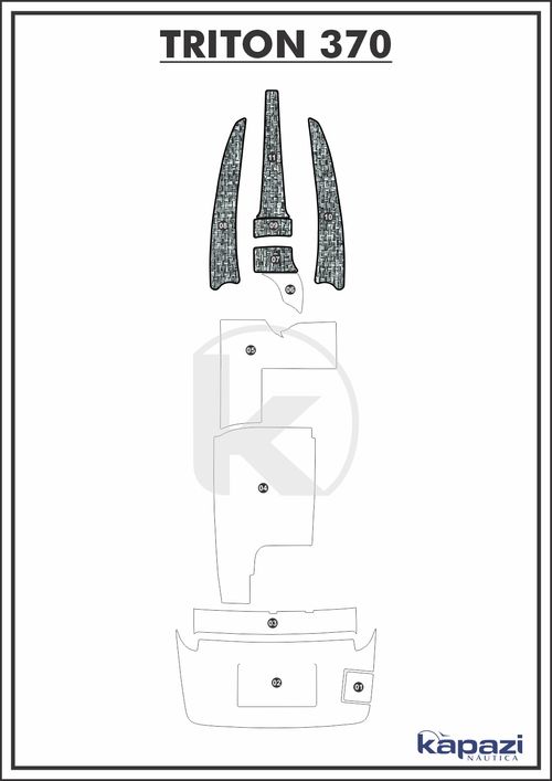 Tapete PVC Náutico Trançado para Triton 370 - Proa