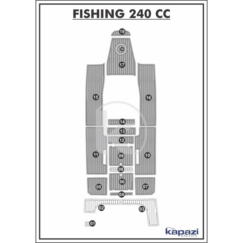 Tapete-PVC-Thermo-Deck-Comfort-para-Fishing-240-CC-Cockpit-Cinza-friso-Preto