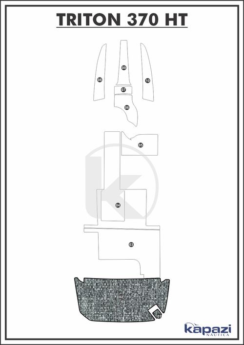 Tapete PVC Náutico Trançado para Triton 370 HT - Plataforma