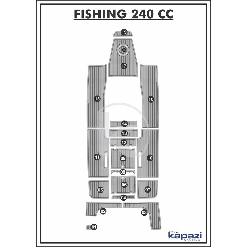 Tapete-PVC-Thermo-Deck-Comfort-para-Fishing-240-CC-Completo-Cinza-friso-Preto
