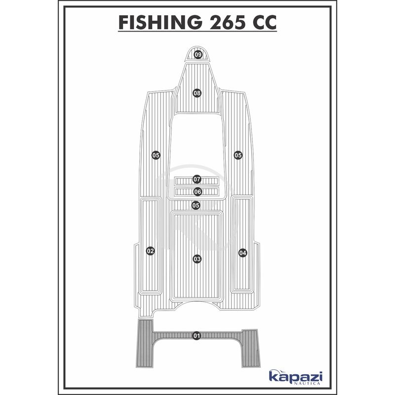 Tapete-PVC-Thermo-Deck-Comfort-para-Fishing-265-CC-Plataforma-Cinza-friso-Preto
