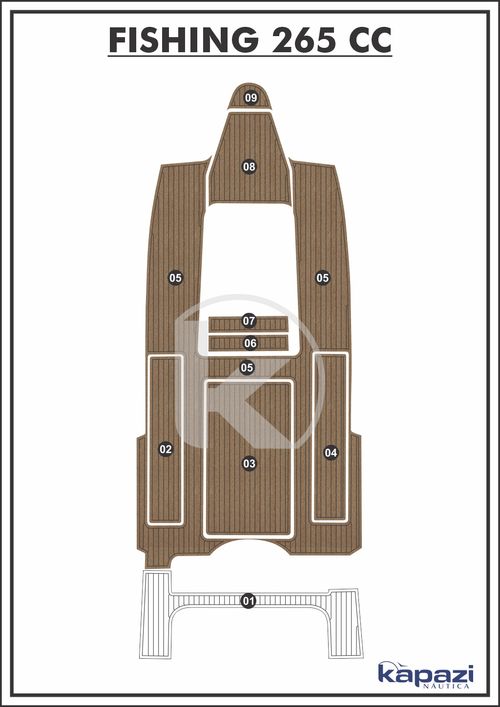 Tapete PVC Thermo Deck Beach para Fishing 265 CC - Cockpit