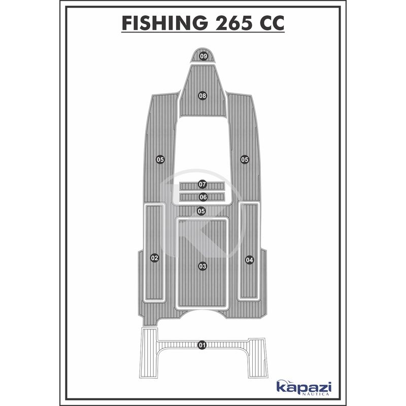 Tapete-PVC-Thermo-Deck-Comfort-para-Fishing-265-CC-Cockpit-Cinza-friso-Preto