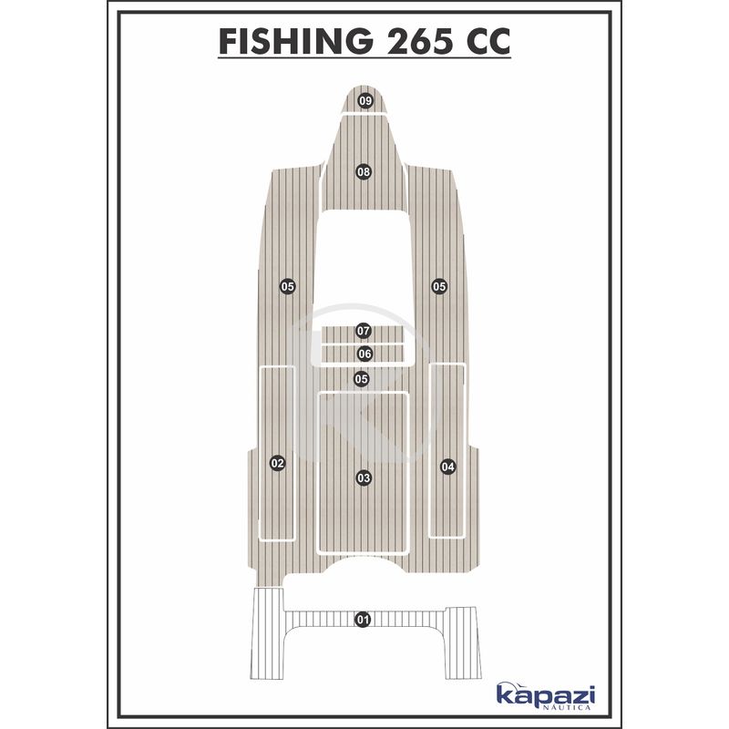Tapete-PVC-Thermo-Deck-Classic-para-Fishing-265-CC-Cockpit-Areia-friso-Preto