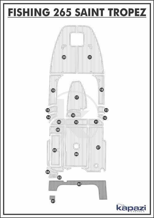 Tapete PVC Thermo Deck Comfort para Fishing 265 Saint Tropez - Plataforma