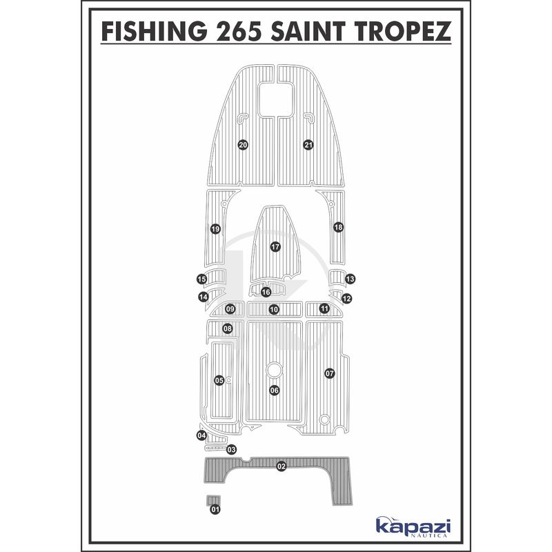 Tapete-PVC-Thermo-Deck-Comfort-para-Fishing-265-Saint-Tropez-Plataforma-Cinza-friso-Preto