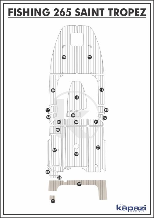 Tapete PVC Thermo Deck Classic para Fishing 265 Saint Tropez - Plataforma