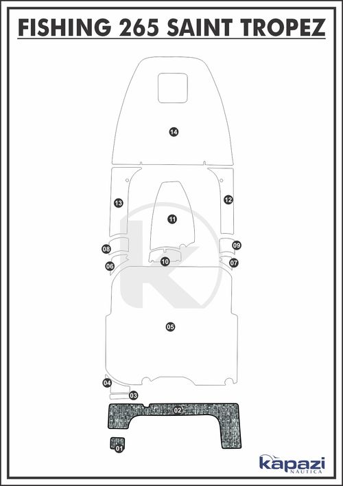 Tapete PVC Náutico Trançado para Fishing 265 Saint Tropez - Plataforma