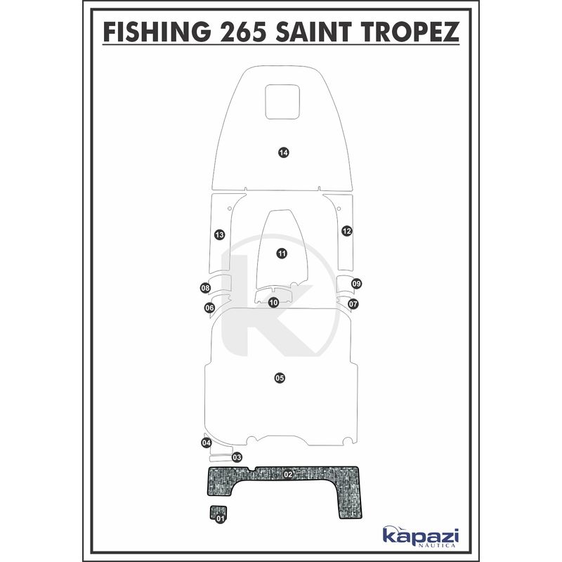 Tapete-PVC-Nautico-Trancado-para-Fishing-265-Saint-Tropez-Plataforma-Branco-e-Preto-com-Borda