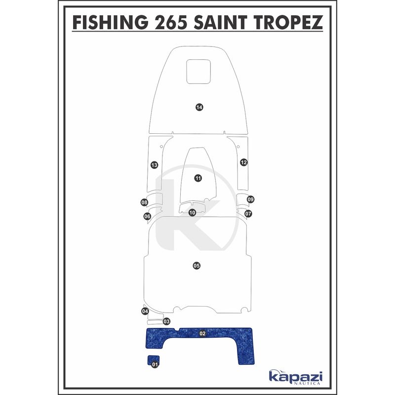 Tapete-Textil-Nauti-Clean-para-Fishing-265-Saint-Tropez-Plataforma-Azul-Maritimo-com-Borda