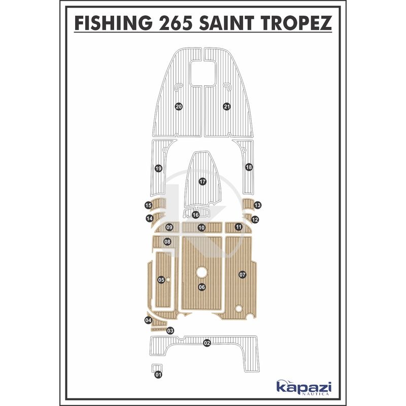 Tapete-EVA-Soft-Tech-para-Fishing-265-Saint-Tropez-Cockpit-Areia-friso-Preto