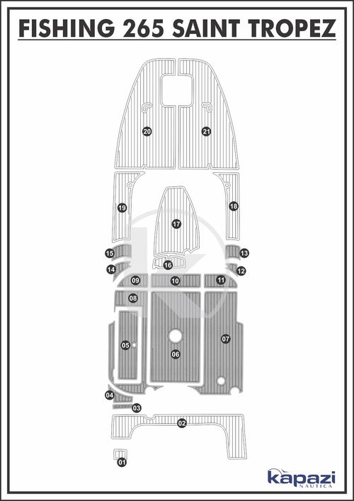 Tapete PVC Thermo Deck Comfort para Fishing 265 Saint Tropez - Cockpit