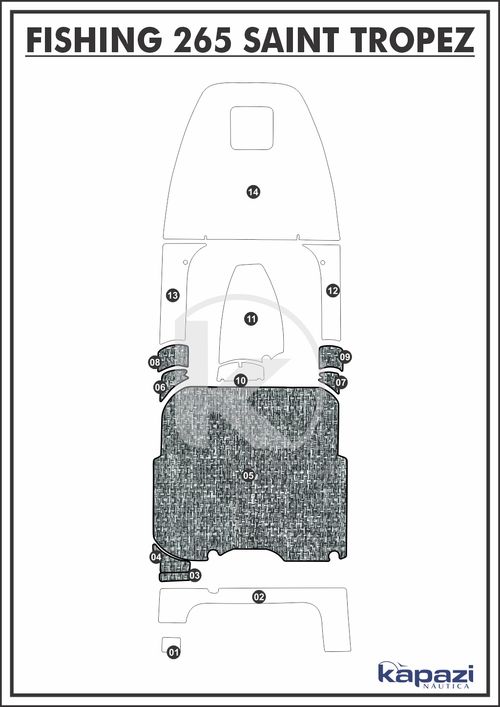 Tapete PVC Náutico Trançado para Fishing 265 Saint Tropez - Cockpit