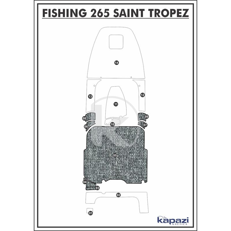 Tapete-PVC-Nautico-Trancado-para-Fishing-265-Saint-Tropez-Cockpit-Branco-e-Preto-com-Borda