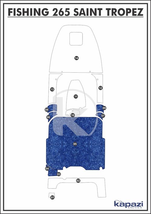 Tapete Têxtil Nauti Clean para Fishing 265 Saint Tropez - Cockpit