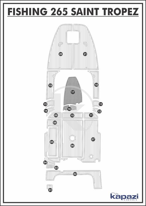 Tapete PVC Thermo Deck Comfort para Fishing 265 Saint Tropez - Cabine