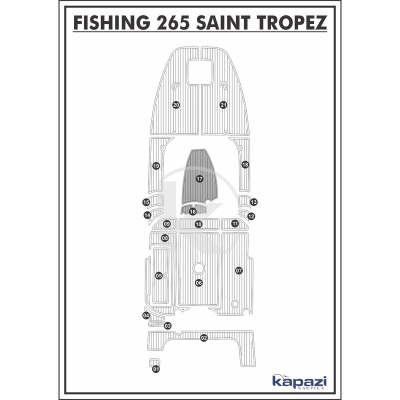 Tapete-PVC-Thermo-Deck-Comfort-para-Fishing-265-Saint-Tropez-Cabine-Cinza-friso-Preto