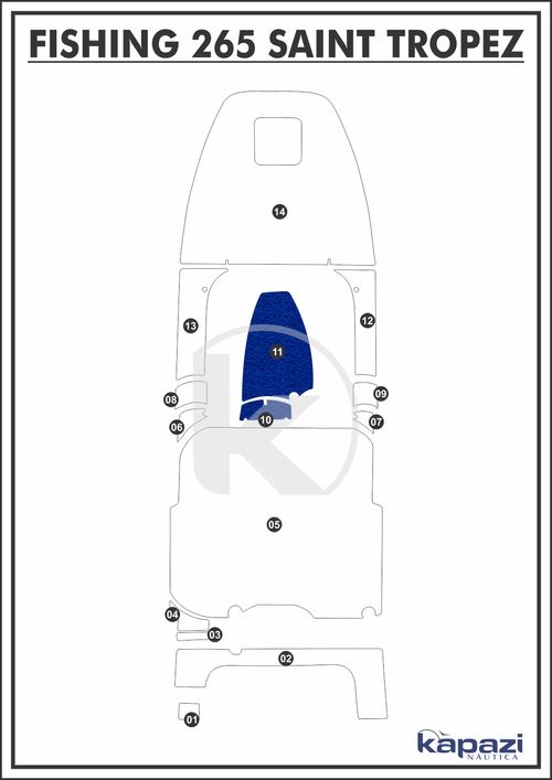 Tapete PVC Vinil Kap para Fishing 265 Saint Tropez - Cabine