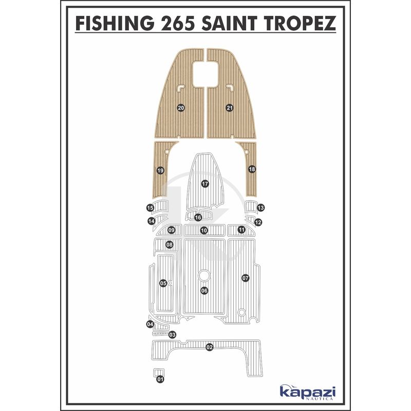 Tapete-EVA-Soft-Tech-para-Fishing-265-Saint-Tropez-Proa-Areia-friso-Preto