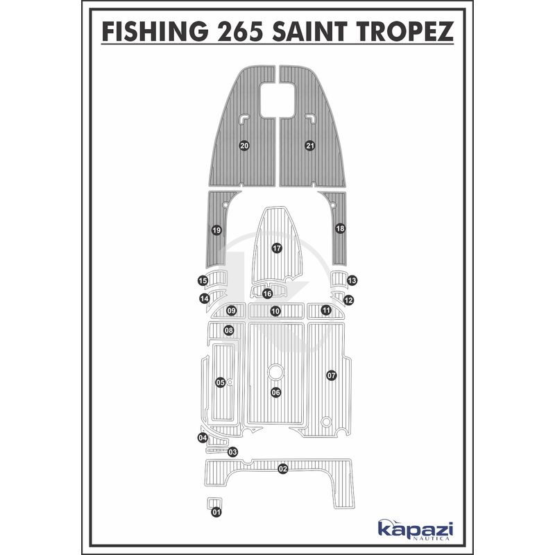 Tapete-PVC-Thermo-Deck-Comfort-para-Fishing-265-Saint-Tropez-Proa-Cinza-friso-Preto