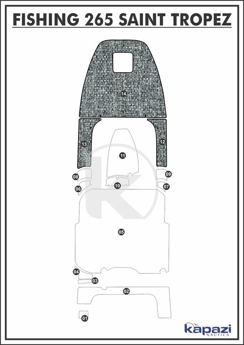 Tapete PVC Náutico Trançado para Fishing 265 Saint Tropez - Proa