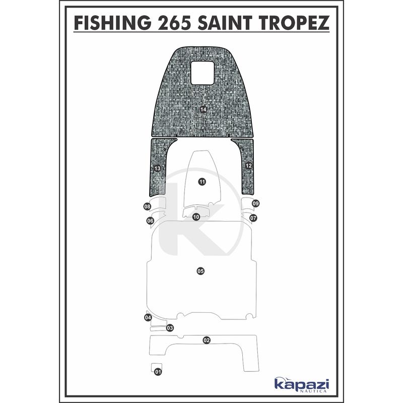Tapete-PVC-Nautico-Trancado-para-Fishing-265-Saint-Tropez-Proa-Branco-e-Preto-com-Borda