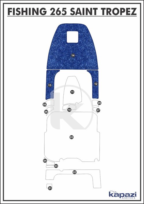 Tapete Têxtil Nauti Clean para Fishing 265 Saint Tropez - Proa