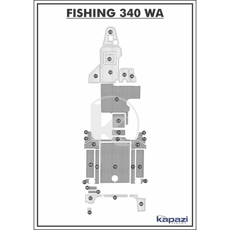 Tapete-PVC-Thermo-Deck-Comfort-para-Fishing-340-WA-Cockpit-Cinza-friso-Preto