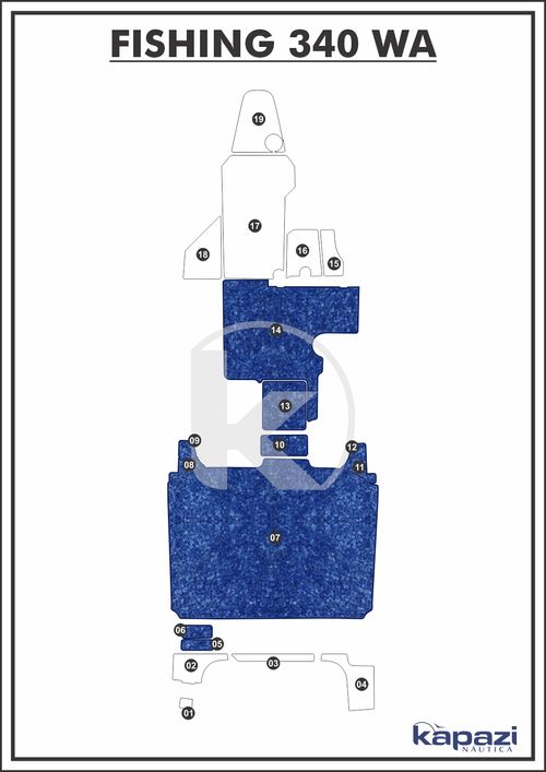 Tapete Têxtil Nauti Clean para Fishing 340 WA - Cockpit