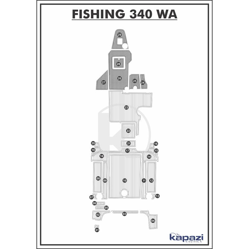 Tapete-PVC-Thermo-Deck-Comfort-para-Fishing-340-WA-Cabine-Cinza-friso-Preto
