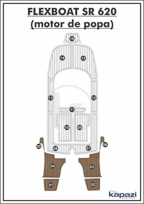 Tapete PVC Thermo Deck Beach para Flexboat SR 620 Motor de Popa - Plataforma