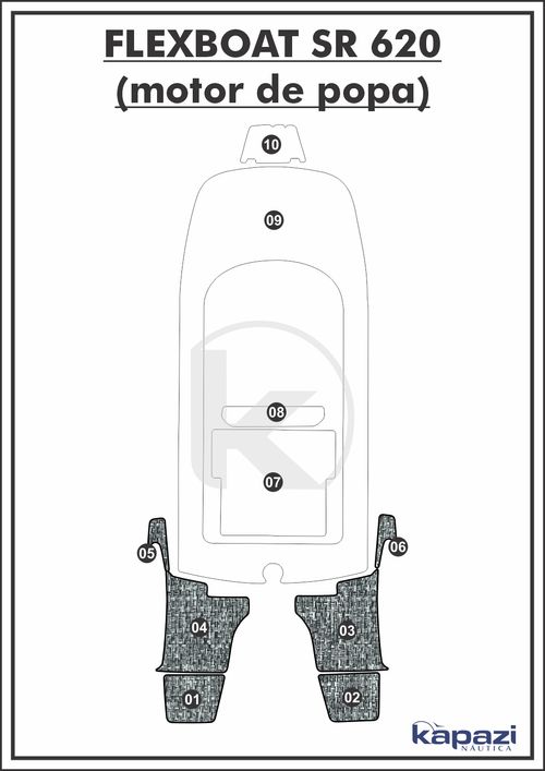 Tapete PVC Náutico Trançado para Flexboat SR 620 Motor de Popa - Plataforma
