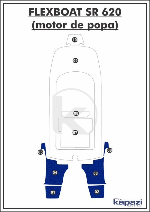 Tapete PVC Vinil Kap para Flexboat SR 620 Motor de Popa - Plataforma