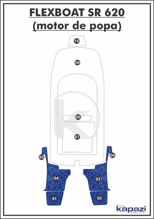 Tapete Têxtil Nauti Clean para Flexboat SR 620 Motor de Popa - Plataforma