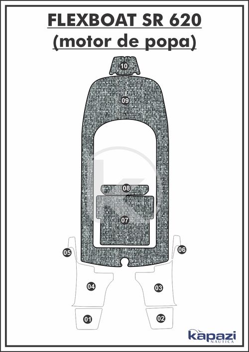 Tapete PVC Náutico Trançado para Flexboat SR 620 Motor de Popa - Cockpit