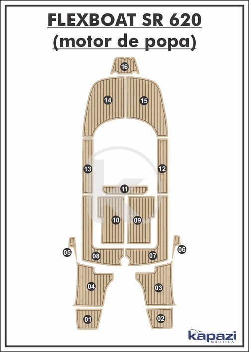 Tapete EVA Soft Tech para Flexboat SR 620 Motor de Popa - Completo