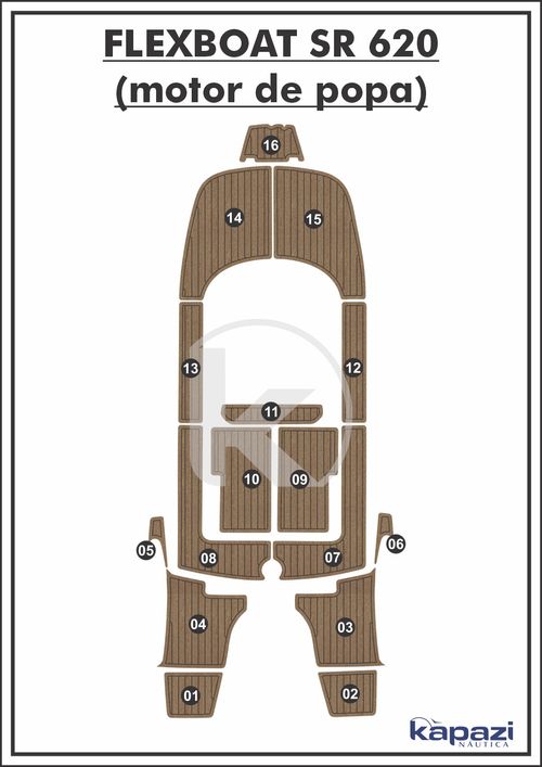 Tapete PVC Thermo Deck Beach para Flexboat SR 620 Motor de Popa - Completo