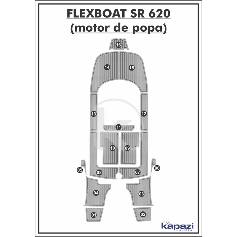 tapete-pvc-thermo-deck-comfort-para-flexboat-sr-620-motor-de-popa-completo-cinza-friso-preto
