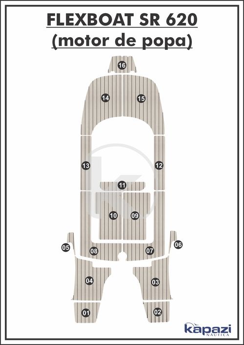 Tapete PVC Thermo Deck Classic para Flexboat SR 620 Motor de Popa - Completo