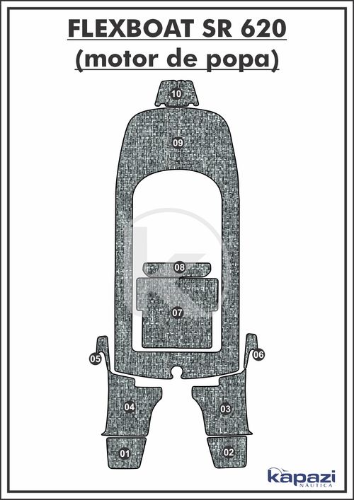 Tapete PVC Náutico Trançado para Flexboat SR 620 Motor de Popa - Completo